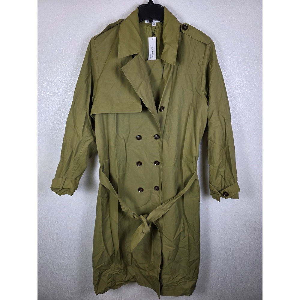 The Drop Noa Trench Coat Martini Olive Green Double Breasted‎ Women's Size XL